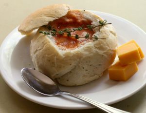 Italian bread bowls hold soups and stews deliciously.