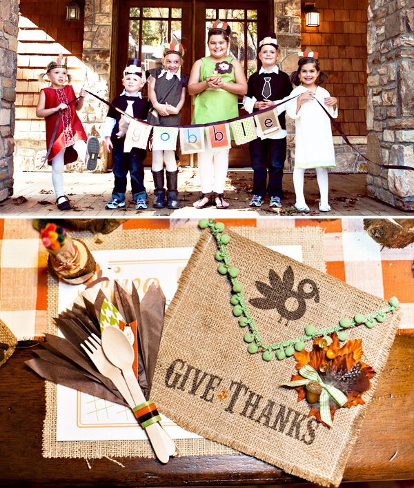 Cute colors for the children at Thanksgiving and tons of party ideas.