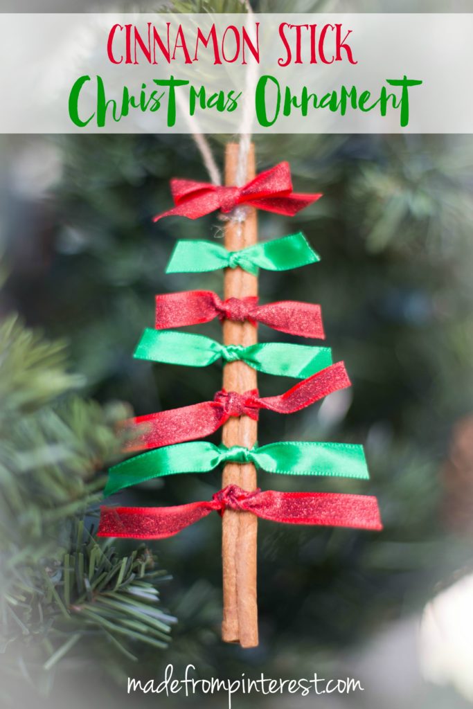 Quick and easy to make, these Cinnamon Stick Christmas Ornaments will add a darling look to your Christmas Tree. They also make for a great attachment on a wrapped present. Oh and neighbor gifts! What a cute gift to give to your neighbors!