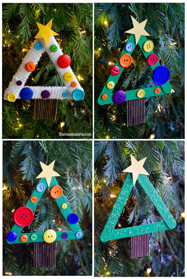 DIY Kids Craft Stick Christmas Tree Ornament TGIF This Grandma is Fun Kid Christmas Ornaments