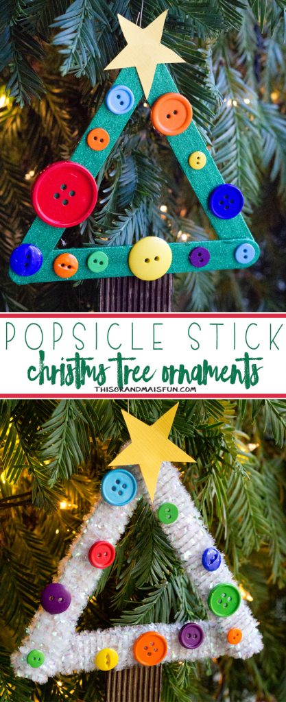 DIY Kids Christmas Tree Ornament You are going to LOVE creating these DIY Kids Christmas Tree Ornaments! This is a quick and easy craft for you and your kids, you can make 7-10 trees in under an hour. Make your tree unique by using different paint colors and embellishments, the possibilities are endless. They cost pennies to make and will look darling on any Christmas tree!