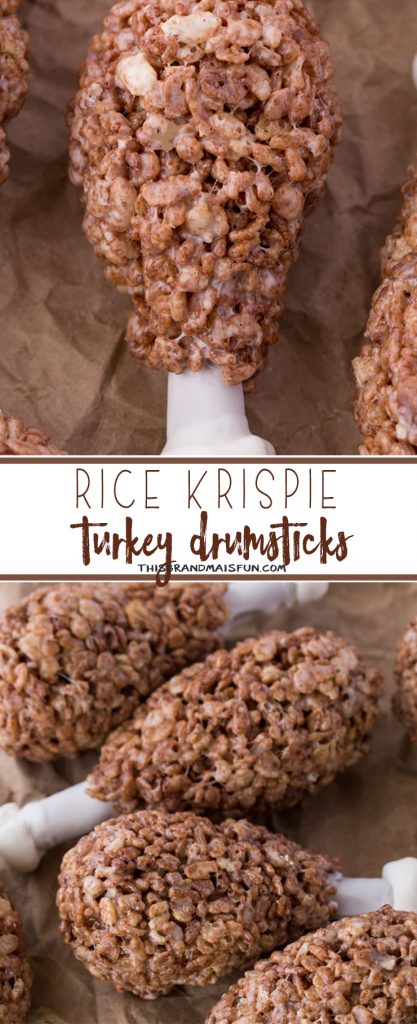 It's time for the holidays and big turkey dinners with all the trimmings. My favorite part of any holiday dinner is the turkey. In my opinion, the best part of the turkey isn't the tender white meat. It is the moist, juicy dark meat from the drumsticks! I'm not the only one; two drumsticks never seem to be enough. Make these Rice Krispies Turkey Drumsticks and everyone can have one of their own!