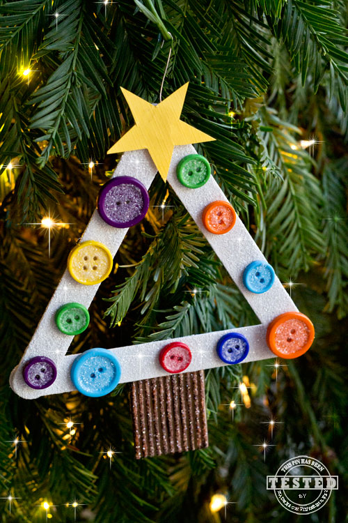 These are darling ornaments that your kids can make and give as gifts. I still have mine that my grandson made for me. This is a great activity for when the kids are home from school for the holidays.