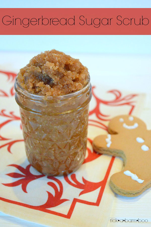 Gingerbread sugar scrub smells like Christmas while keeping your winter dry skin at bay. This easy homemade recipe can be whipped up on a moments notice. Great for a last minute gift.