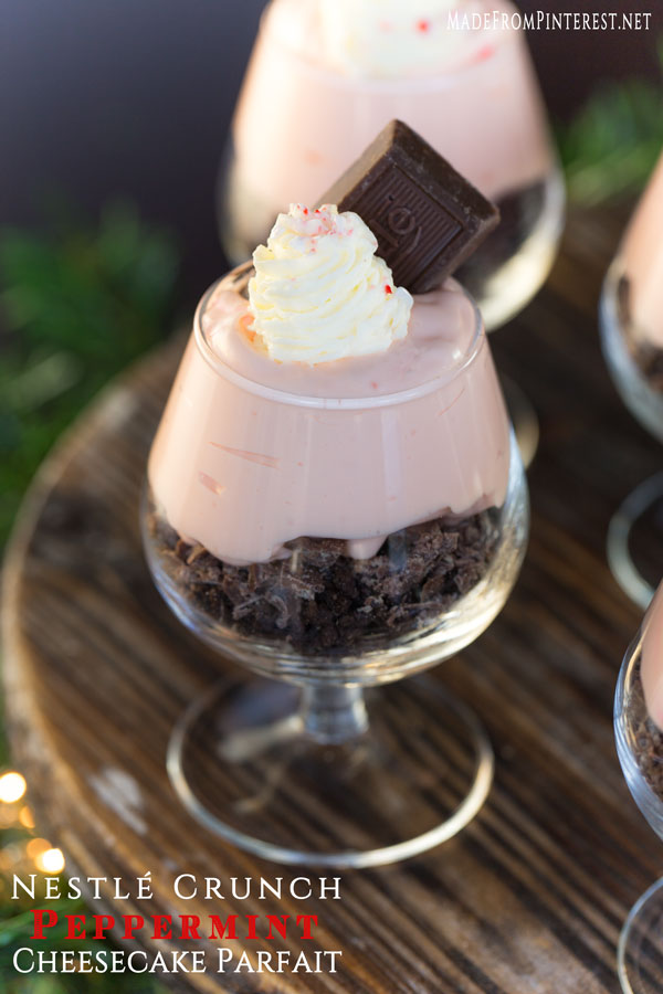 Candy Cane Chocolate Cups filled with Peppermint Mousse