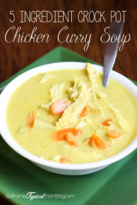 This 5 Ingredient Crock Pot Chicken Curry Soup is so flavorful and so healthy too! It only requires 5 ingredients. YEP! You read that right! 5 ingredients.