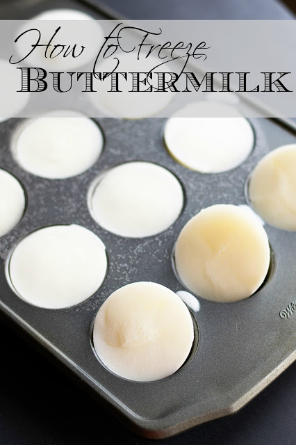  Buttermilk is one of the most magical things that has ever happened to cooking!  From making your cakes super moist, to tenderizing your chicken for frying, it's applications are endless.   The only problem is that you usually have to buy a half gallon, only to use a couple of cups.  So what do you do with the rest?  I'm so glad you ask.  Let me show you How to Freeze Buttermilk to use in later recipes!