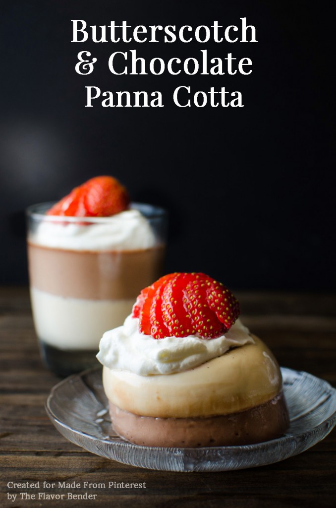 Butterscotch and Chocolate Panna Cotta: An easy to make layered Panna Cotta dessert, perfect as an everyday dessert or for a special occasion!