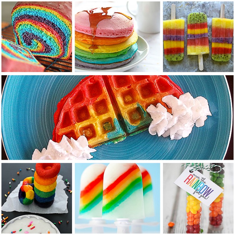 We have gathered 100 hundred delightful rainbow snacks, treats, and desserts you can make for your grandchildren. St. Patrick's Day is just around the corner. Sneaky leprechauns will be busy avoiding the many traps set for them so they can make it to the pot of gold at the end of the rainbow! Choose from rainbow cupcakes, jigglers, ice cream, cookie bark, candy kabobs, crepes, rainbow meringue cookies, fudge, smoothies, veggie kabobs, marshmallows, rainbow trifle, jelly roll cake, rainbow Poptarts, bread, bagels and more! Perfect for St. Patrick's Day, birthday parties, celebrations or just because!