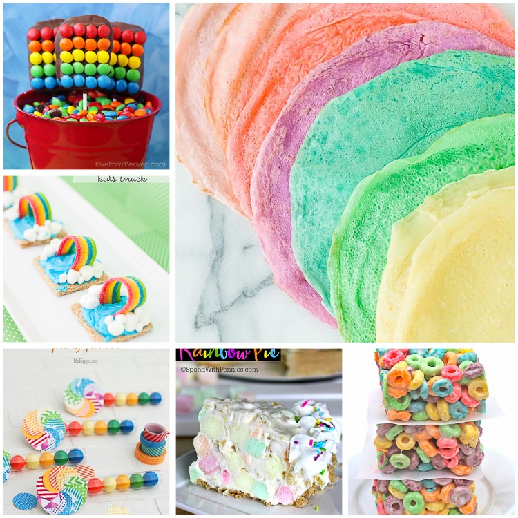 We have gathered 100 hundred delightful rainbow snacks, treats, and desserts you can make for your grandchildren. St. Patrick's Day is just around the corner. Sneaky leprechauns will be busy avoiding the many traps set for them so they can make it to the pot of gold at the end of the rainbow! Choose from rainbow cupcakes, jigglers, ice cream, cookie bark, candy kabobs, crepes, rainbow meringue cookies, fudge, smoothies, veggie kabobs, marshmallows, rainbow trifle, jelly roll cake, rainbow Poptarts, bread, bagels and more! Perfect for St. Patrick's Day, birthday parties, celebrations or just because!