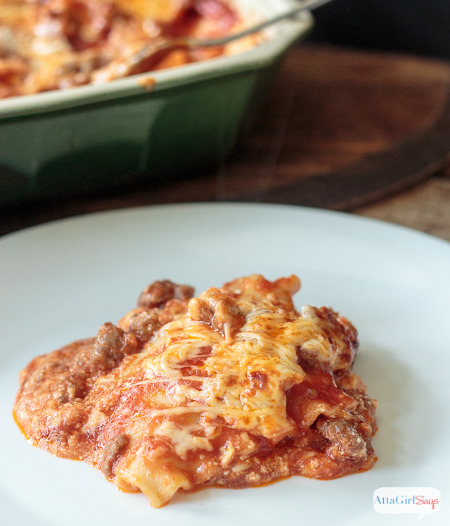 This is the lasagna recipe that my husband used to win my heart! He cooked up a batch of this on the night he proposed. Of course, I said yes!