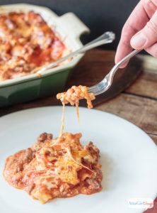 This is the lasagna recipe that my husband used to win my heart! He cooked up a batch of this on the night he proposed. Of course, I said yes!
