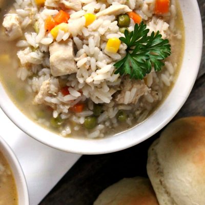 This Hearty Chicken and Rice Soup is the perfect pick me up on a long chilly day and is super easy to make!