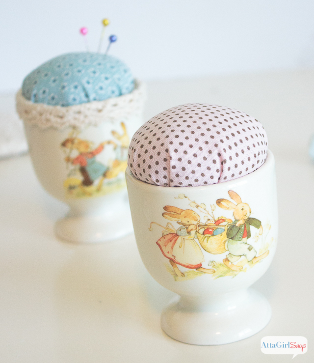 This adorable Easter Egg Cup Pincushion craft, is perfect for anyone who loves to sew.