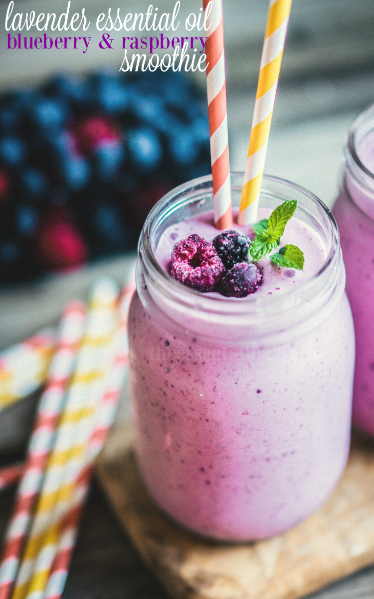 Essential-Oil-Lavender-Blueberry-and-Raspberry-Smoothie