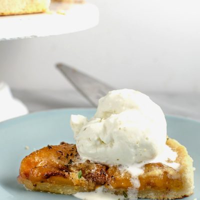 Cheddar, Caramelized Peach and Thyme Tart - A wonderfully fruity, tangy creamy fruit tart! A unique flavor profile that will wow your guests and perfect for any season!