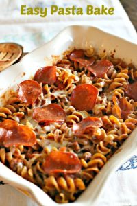 This Easy Pasta Bake recipe is sure to be a keeper and deemed a winner by the whole family! With just five ingredients, it is a quick and easy dish to make!