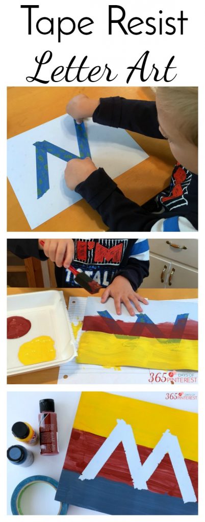 Tape Resist Letter Art is an easy DIY craft that encourages kids to get artsy and creative with the alphabet!