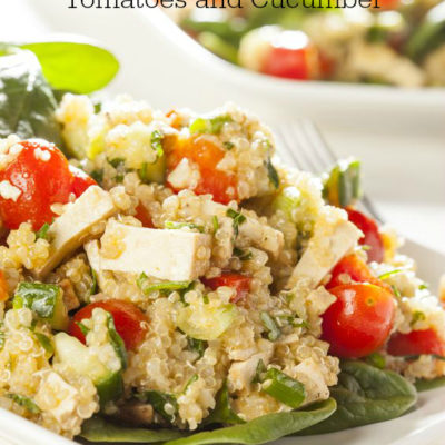 Quinoa Salad with Roasted Bell Peppers, Tomatoes, and Cucumber