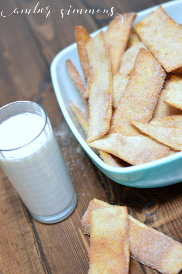 These churro chips are light and crispy cinnamon sugar covered tortillas that are great for a family day at home. They are also sure to be a hit at any party. Plus they are easy to make.