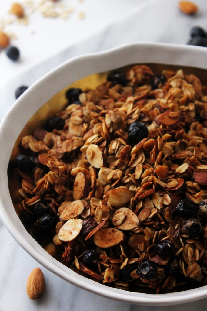 Cinnamon Blueberry Almond Granola Cereal: Sweet, nutty, toasty granola in less than an hour. This granola cereal is pickiest-toddler-in-the-world approved.