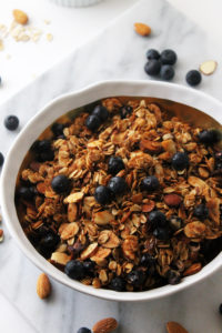 Cinnamon Blueberry Almond Granola Cereal: Sweet, nutty, toasty granola in less than an hour. This granola cereal is pickiest-toddler-in-the-world approved.