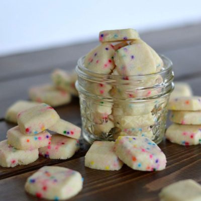 Fun little shortbread bites with colorful sprinkles. Perfect for a party or just because.