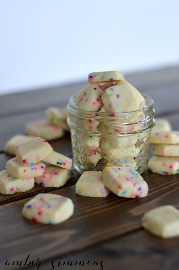 Fun little shortbread bites with colorful sprinkles. Perfect for a party or just because.