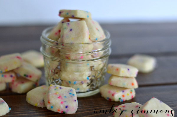 Fun little shortbread bites with colorful sprinkles. Perfect for a party or just because.