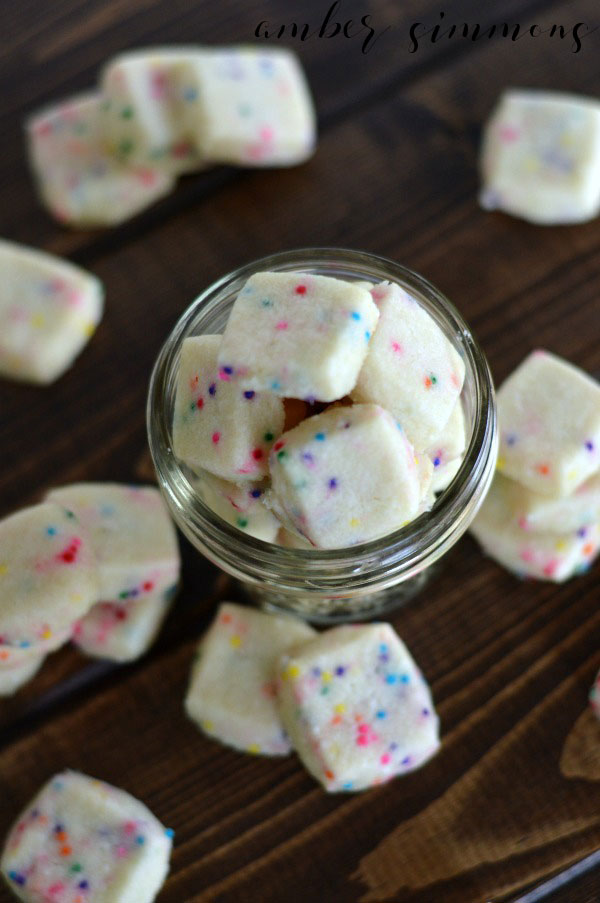 Fun little shortbread bites with colorful sprinkles. Perfect for a party or just because.