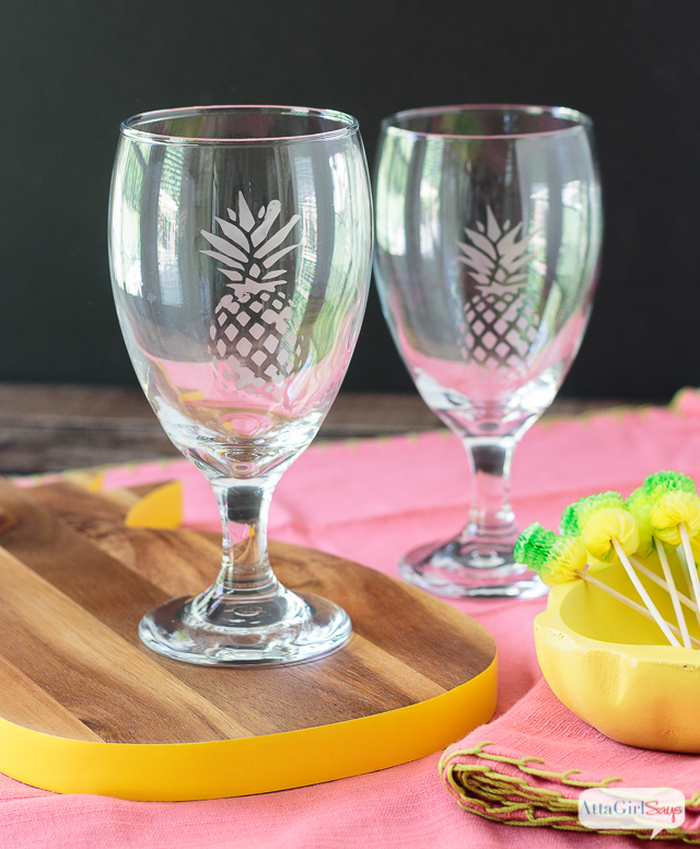 Pineapple Etched Water Goblets