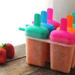 Simple, easy peach strawberry popsicles made with just 3 ingredients! | Made from Pinterest