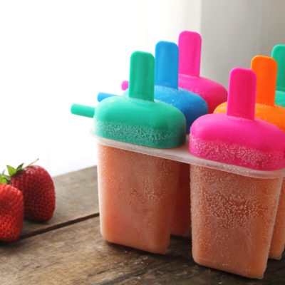 Simple, easy peach strawberry popsicles made with just 3 ingredients! | Made from Pinterest