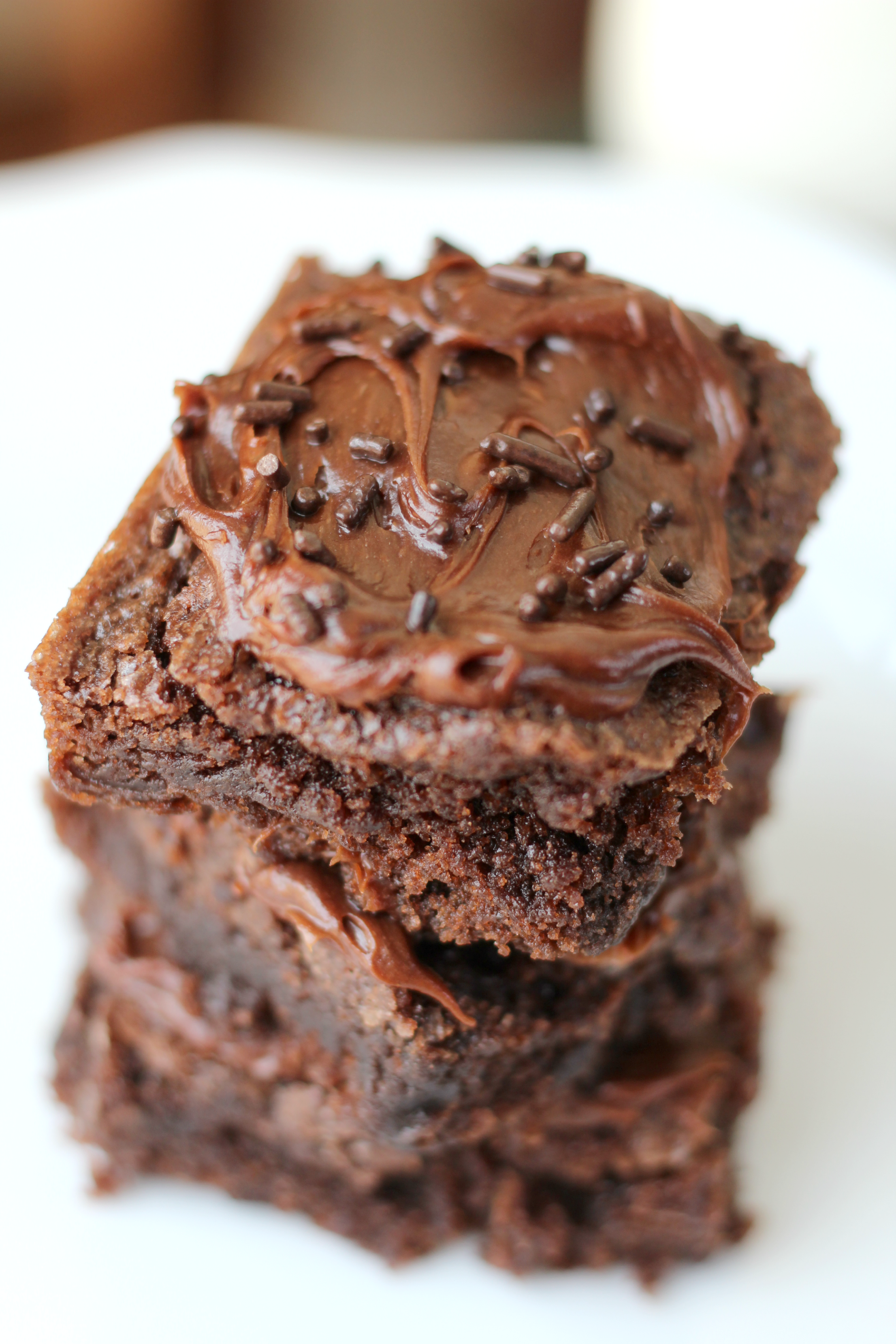 Old Fashioned Chocolate Brownies with Fudge Frosting