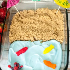 Can't get to the beach? You can at least dream about it with this darling Beach Theme Fruit Dip. People love dipping fruit into the "ocean" then into the "sand". Everyone will think that you are SO creative!