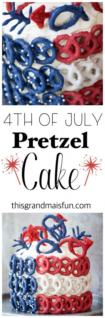 Stun your guests with this bold 4th of July Pretzel Cake. You won't believe how easy it is!!
