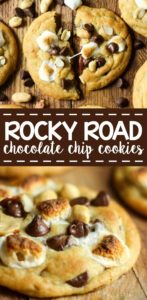 Our famous chocolate chip pudding cookies turned summer classic: Rocky Road Cookies! These warm and gooey cookies are filled with nuts and chocolate chips and topped with a perfectly toasted marshmallow, just what you need this summer!