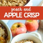 Sweet and gooey apples and peaches combined and topped with a cinnamon crisp topping is the perfect end of summer/early fall dessert! This Peach Apple Crisp recipe comes together so quickly and tastes like a big bowl of fall. Serve it warm right out of the oven with a scoop of vanilla ice cream and wait to be transported to the harvest season