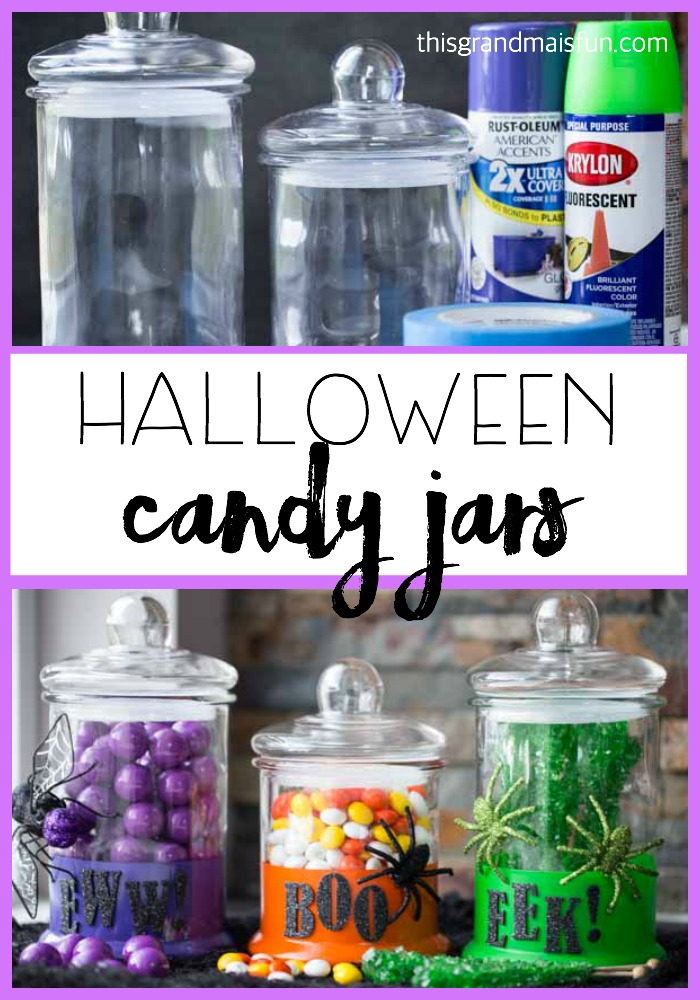 Easy to make and big on color! Make these Halloween Candy jars in one afternoon and then enjoy!