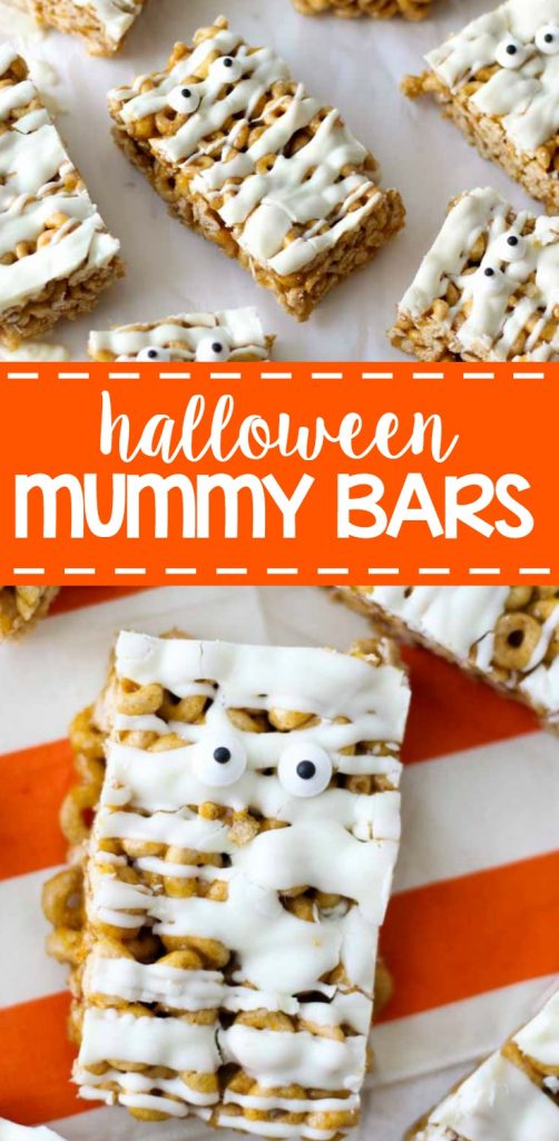 Let the spooky begin! These Mummy Cereal Bars are a no bake dessert recipe designed to take your halloween parties up a notch. Plus they are no bake!