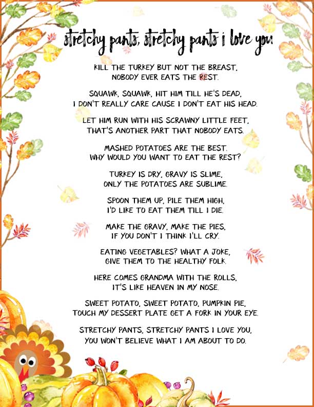 funny thanksgiving poems