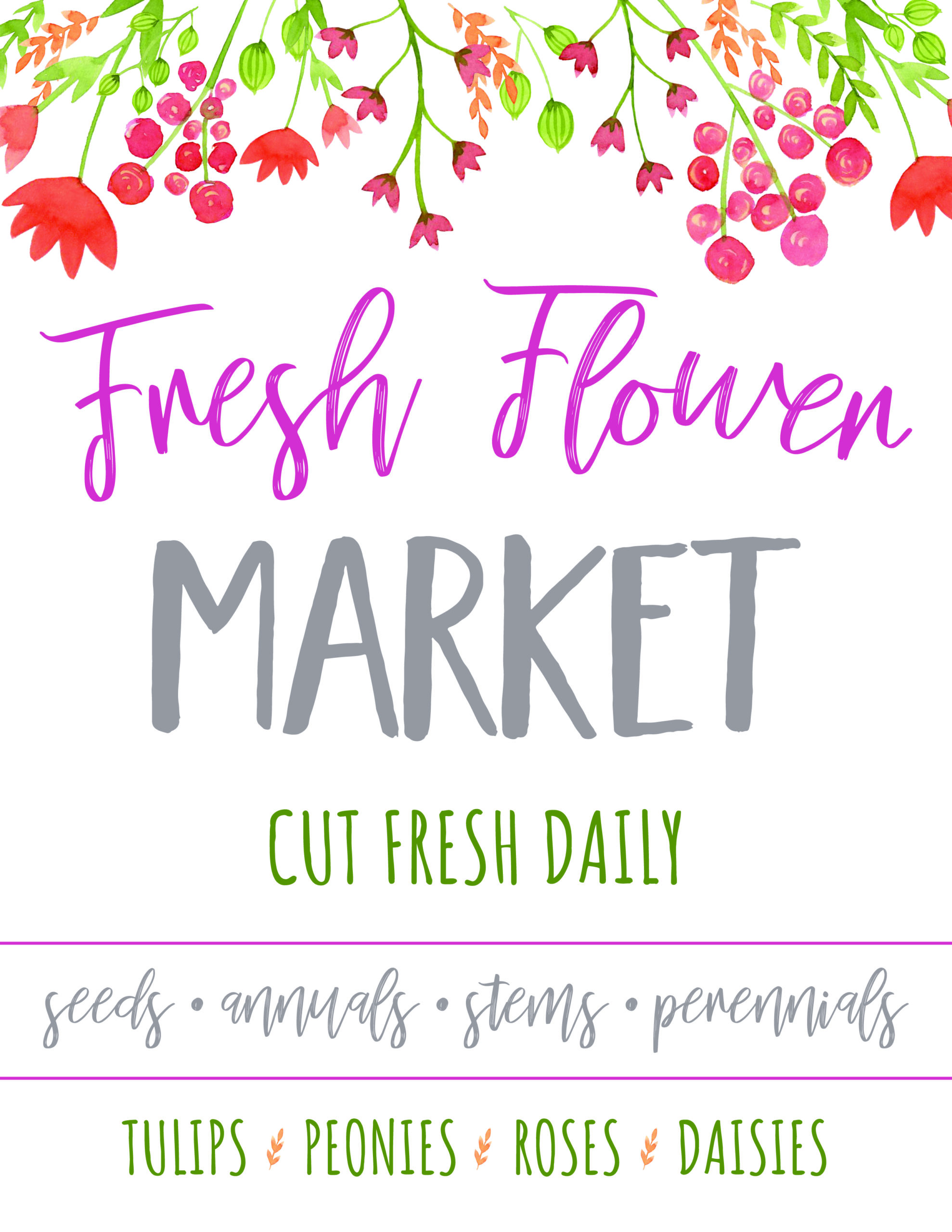Download Fresh Flower Market Free Printable - TGIF - This Grandma ...