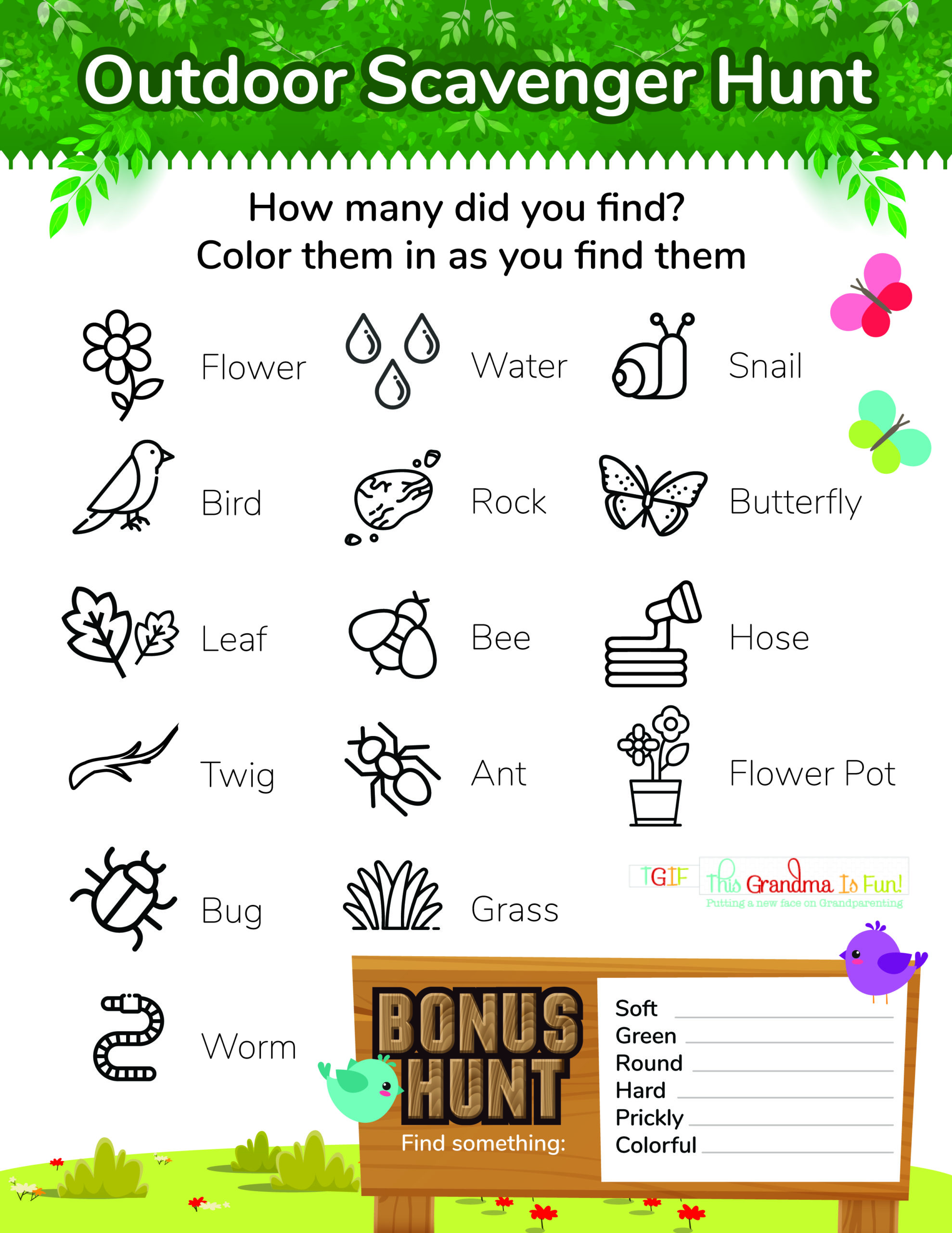 Outdoor Scavenger Hunt Free Printable