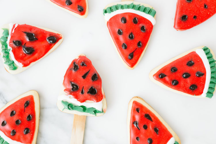 Watermelon Cookies on a Stick