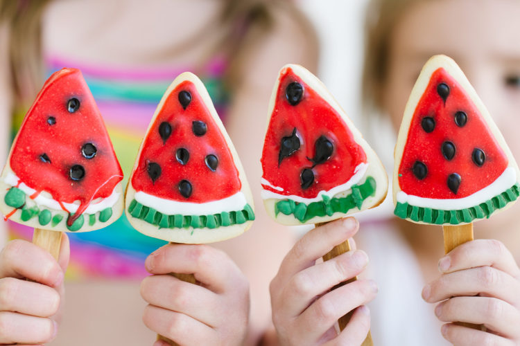 Watermelon Cookies on a Stick