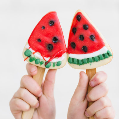 Watermelon Cookies on a Stick