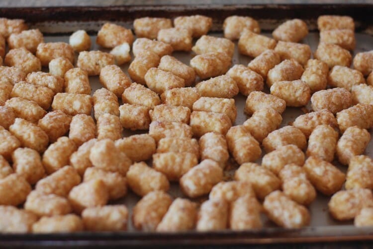 Tater Tots on a Baking Pan 