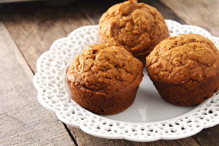 Three Ready To Eat Muffins On a Plate.