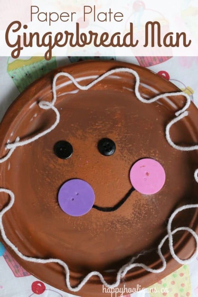 paper plate craft gingerbread man smiling