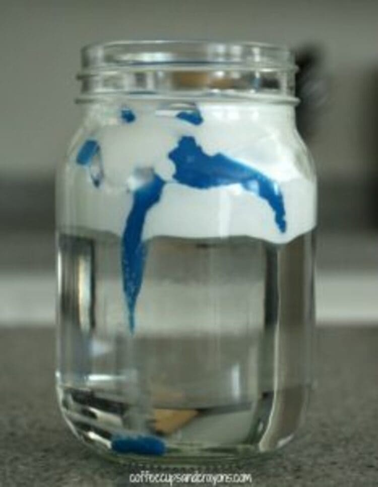 science project rain cloud in a transparent jar